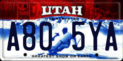 UT license plate A805YA
