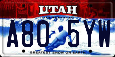 UT license plate A805YW