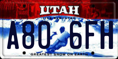 UT license plate A806FH