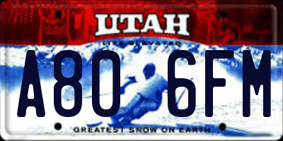 UT license plate A806FM