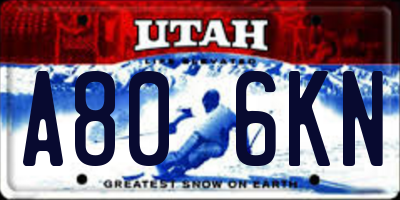 UT license plate A806KN