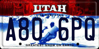 UT license plate A806PQ
