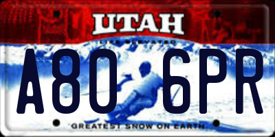 UT license plate A806PR