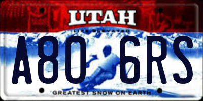 UT license plate A806RS