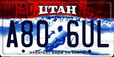 UT license plate A806UL