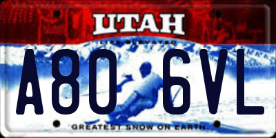 UT license plate A806VL