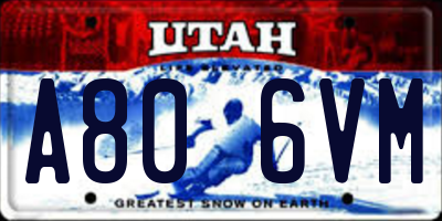 UT license plate A806VM