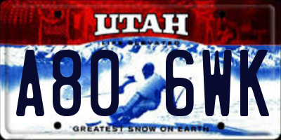 UT license plate A806WK