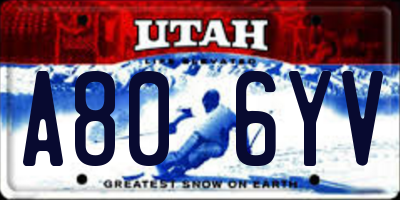 UT license plate A806YV