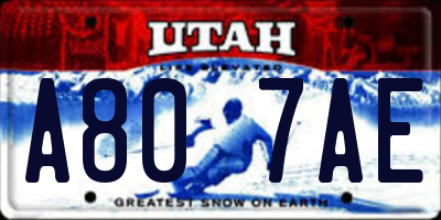 UT license plate A807AE