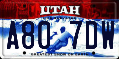 UT license plate A807DW