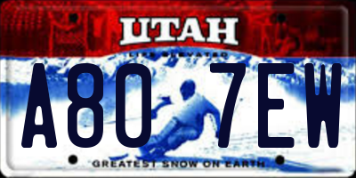 UT license plate A807EW