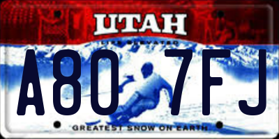UT license plate A807FJ