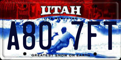 UT license plate A807FT