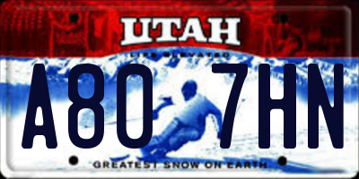 UT license plate A807HN