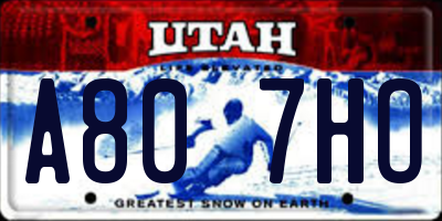 UT license plate A807HO