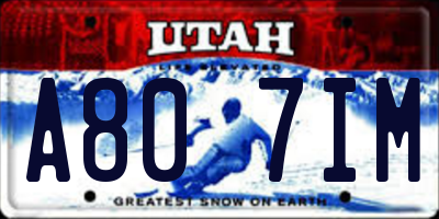 UT license plate A807IM