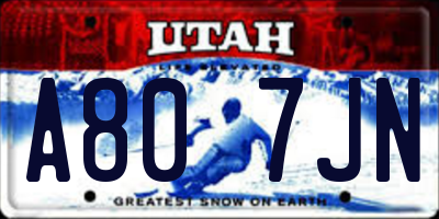 UT license plate A807JN