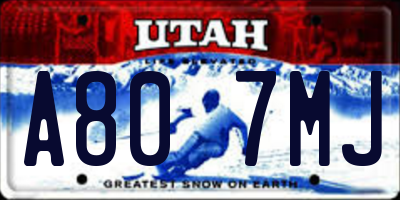 UT license plate A807MJ