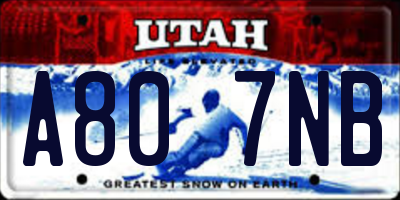 UT license plate A807NB