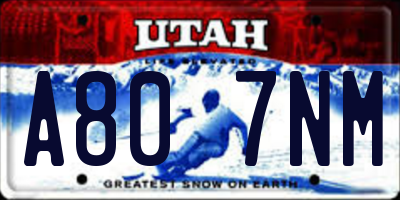 UT license plate A807NM