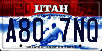 UT license plate A807NQ