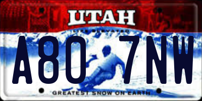 UT license plate A807NW