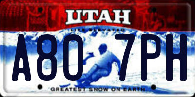 UT license plate A807PH