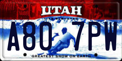 UT license plate A807PW