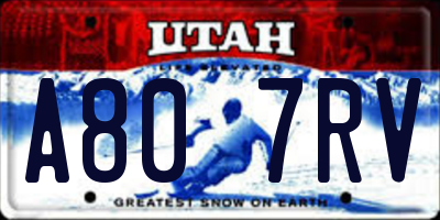 UT license plate A807RV