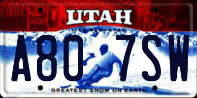 UT license plate A807SW