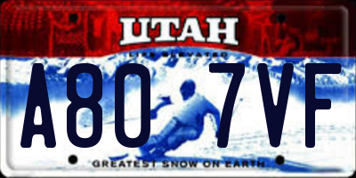 UT license plate A807VF