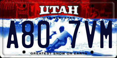 UT license plate A807VM