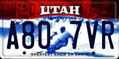 UT license plate A807VR