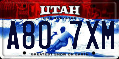 UT license plate A807XM