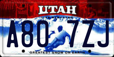 UT license plate A807ZJ