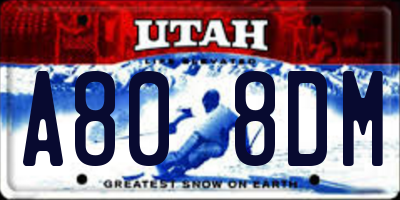 UT license plate A808DM