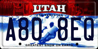 UT license plate A808EQ