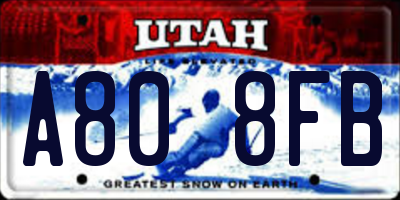 UT license plate A808FB