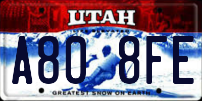 UT license plate A808FE