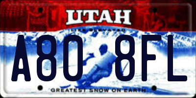 UT license plate A808FL
