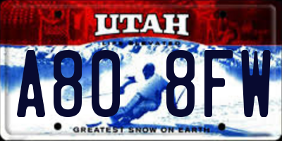 UT license plate A808FW