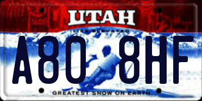 UT license plate A808HF