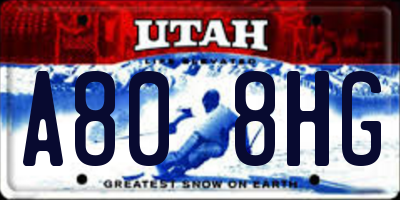 UT license plate A808HG