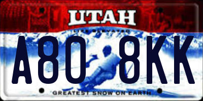 UT license plate A808KK