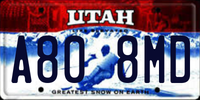 UT license plate A808MD