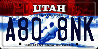 UT license plate A808NK