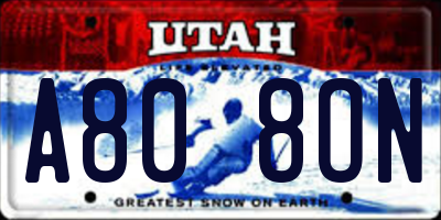 UT license plate A808ON