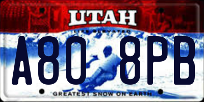 UT license plate A808PB