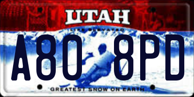 UT license plate A808PD
